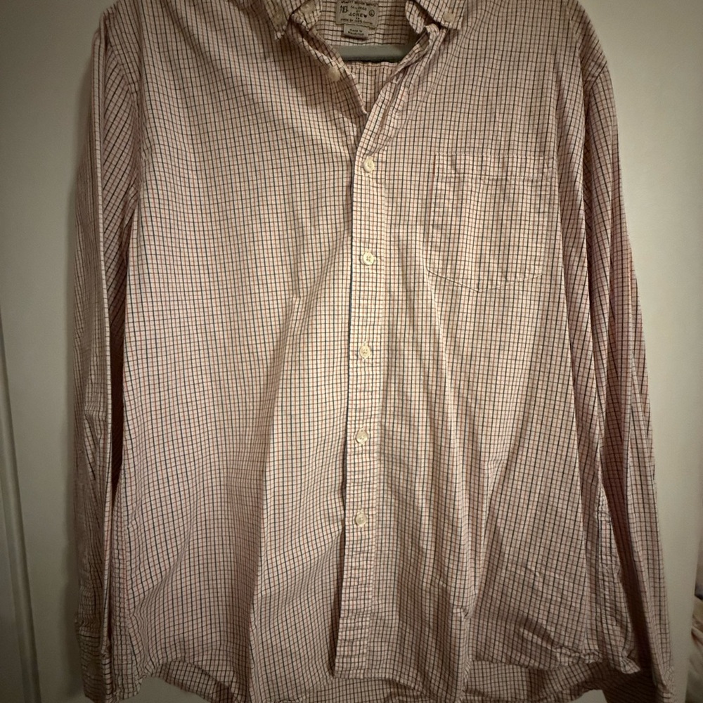J. Crew Men's Casual Checkered Shirt - Blue Red and White